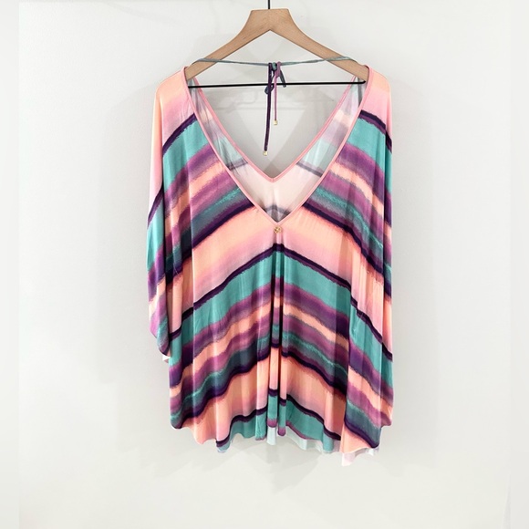 ViX Paula Hermanny Coverup Pink Blue Stripe Size Large - Picture 7 of 7